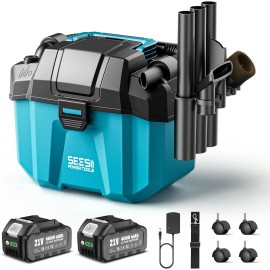 Seesii Wet Dry Vac cordless, 2.6 Gallon Small Shop Vacuum Cleaner for Garage Car