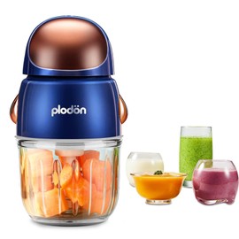 Plodon Baby Food Maker Mini Cute and Small Food Processor Puree Blender Grinder Chopper 300ml Cup Glass Bowl with 8 Blade Electric (Spaceman-Blue)