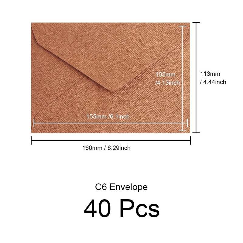 WYAN Plain Ribbed Envelopes-40 Pcs C6 Envelopes,DIY Blank Envelopes,for Thanksgiving