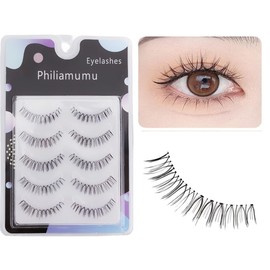 Philiamumu Natural False Eyelashes, Eye Center, Thin Transparent Axis, Handmade, Waterproof, Soft, 3D Dimensional, false eyelashes (5 Pairs) (Feminary)