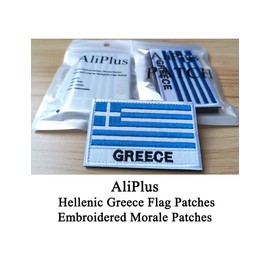 2 PCS AliPlus Greece Flag Patches Embroidered Tactical Military Morale Patch Applique Fastener Hook and Loop(Greece)