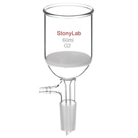StonyLab Glas Buchner Funnel Filter, Borosilicate Glass Vacuum Buchner Filter Funnel 60 ml with Medium Frit (G2), 46 mm Disc Diameter, 60 mm Depth, with 24/40 Standard Taper Inner Joint