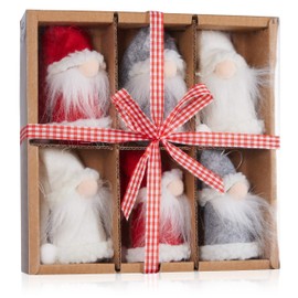 BRUBAKER 6-Piece Set Christmas Gnomes Made of Wood and Knitted - Tree Pendant Father Christmas Gnomes - Christmas Pendant Gnome Large - 3.5 inches (9 cm) Tree Decoration Christmas Gnome in Gift Box