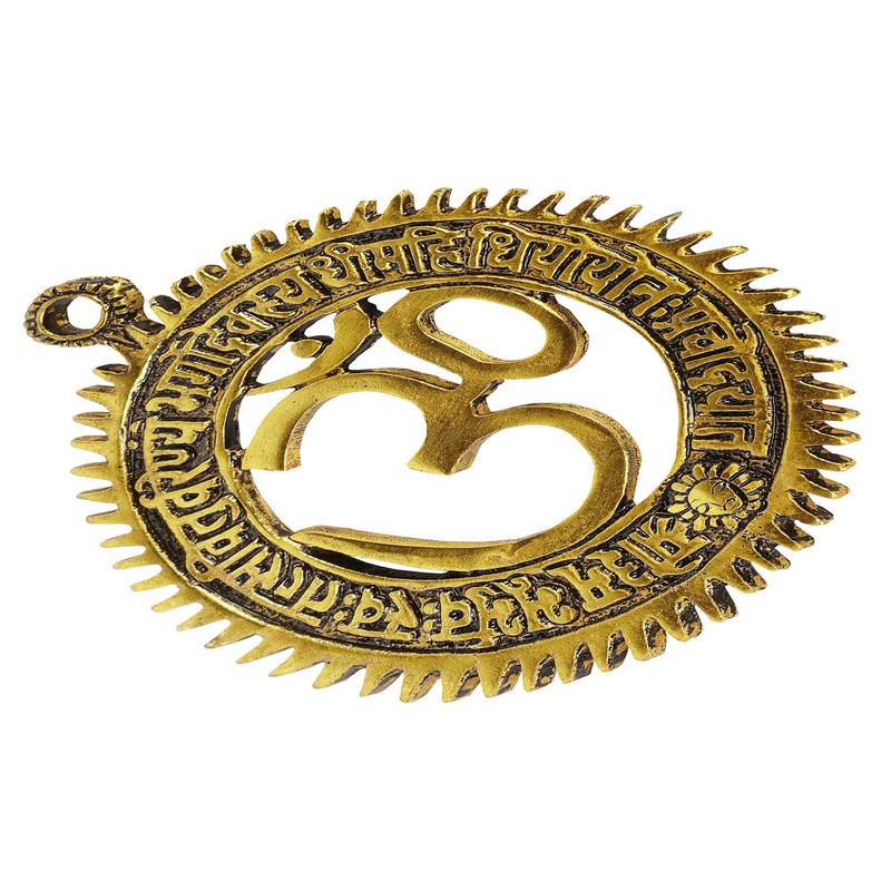 IBA Indianbeautifulart Brass Om Wall Hanging w/Gayatri Mantra Religious Wall