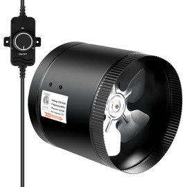 Simple Deluxe 8 Inch 430 CFM Inline Exhaust Fan, Equipped with Speed Controller, Suitable for Basements, Bathrooms, Kitchens, Attics and Grow Tents, Black