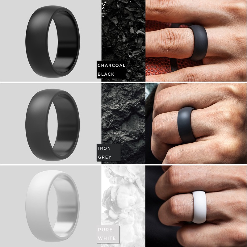 ThunderFit Anillo de boda de silicona para hombre, 8,7 mm