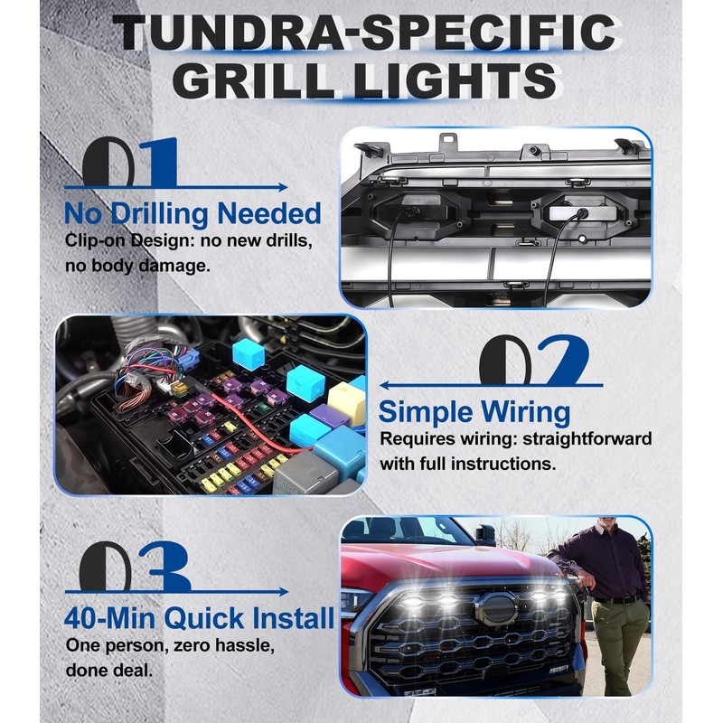 Grill Lights for Toyota Tundra 2022-2026 Platinum & 1794 Edition,