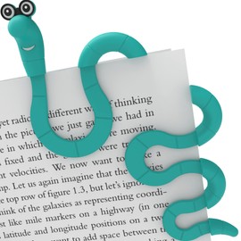 Clip Bookmarks for Kids Students Women and Men - Wally The Bookworm Cool Cute Bookmark and Page Holder Unique Gift Idea - Funny Book Marker and Reading Accessory for Book Lovers (Turquoise)