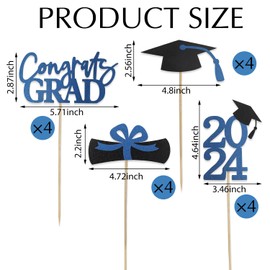 hhdatc Graduation Decorations Class of 2024 Centerpieces for Tables,Table Toppers Party Centerpiece Sticks Supplies Blue