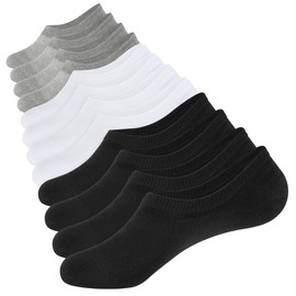 CLOSEMATE No Show Socks for Men & Women 6 Pairs Low Cut Non Slip Cotton Invisible Casual Comfort Thin Socks(2Black 2White 2Grey, Size S)