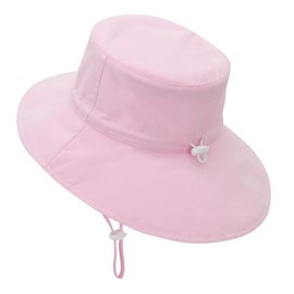 American Trends Kids Sun Hat Toddler Beach Hat Summer Hat for Kids Wide Brim & Adjustable UPF 50+ Bucket Hat Sun Protection Hat for Boys Girls 1 Pack Pink 6-12 Months