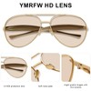 YMRFW Gold Oversized Aviator Sunglasses for Women Men Metal Frame