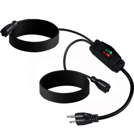 Makevivi 2 Way Extension Cord with On/Off Switch 3 Prong Outdoor Extension Cord Splitter, Heavy Duty Extension Cord with SJTW 14AWG 15A/125V and 18AWG 10A/125V(10 Ft, Black)