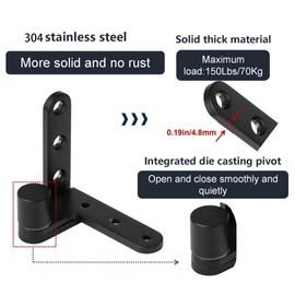 Door Pivot Hinges, 180 Degree Rotating Pivot Hinge Suitable for Doors with Thickness 20mm-40mm,Max Load 150lbs, for Wood Door,Plastic Door.Saloon Door Hinges, Fence Gate Hinges,Yard Door Hinges