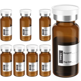 Biomed Solutions Empty Sterile Vial Sealed with Butyl Rubber Stopper and Flip Top Closure,Type 1 Borosilicate Glass Tubing,Individually Packed (10mL 8Pcs (Amber))