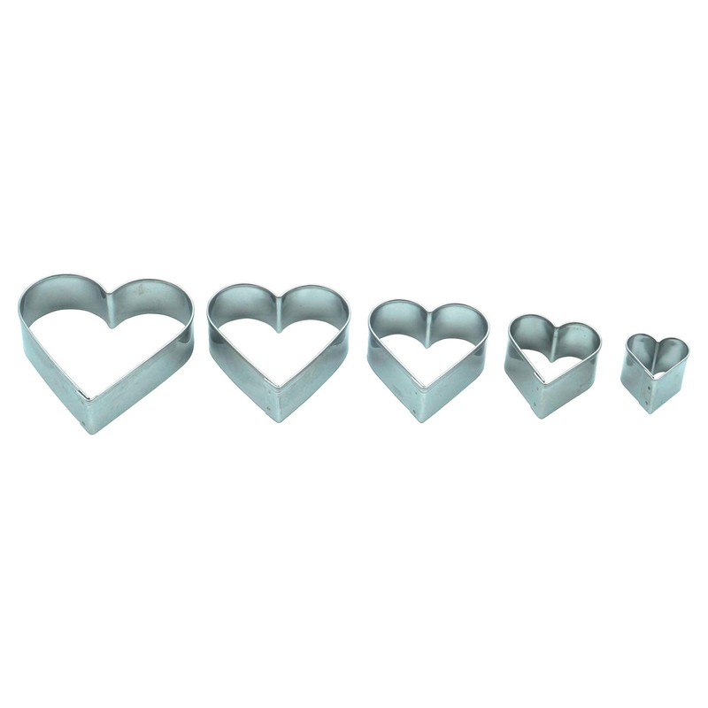 Unbekannt Cookie Cutters, Set of 5 Hearts, 2-5.4 cm, Stainless
