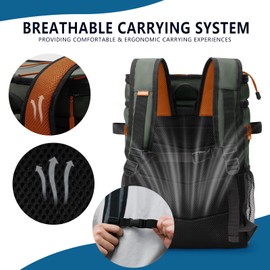 COOLREX Large Backpack Cooler Green 36 Can Cooler Backpack with 2 Insulated Compartments Leak Proof Waterproof Travel Backpack, Camping Beach Picnic Lunch Thermal Bag for Women and Men