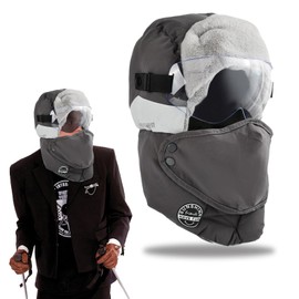 CZAYEFNH Winter Windproof Full Cover Outdoor Riding Mask with Glasses，Grey Winter Hat for Men – Complete with Goggles and Face Mask, Winter Accessories for Outdoors – Your Ideal Partner for Winter
