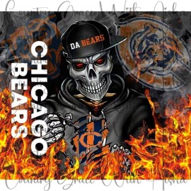 Handmade 20oz Skinny Tumbler Sublimation Transfer Chicago Bears Football Ready To Press