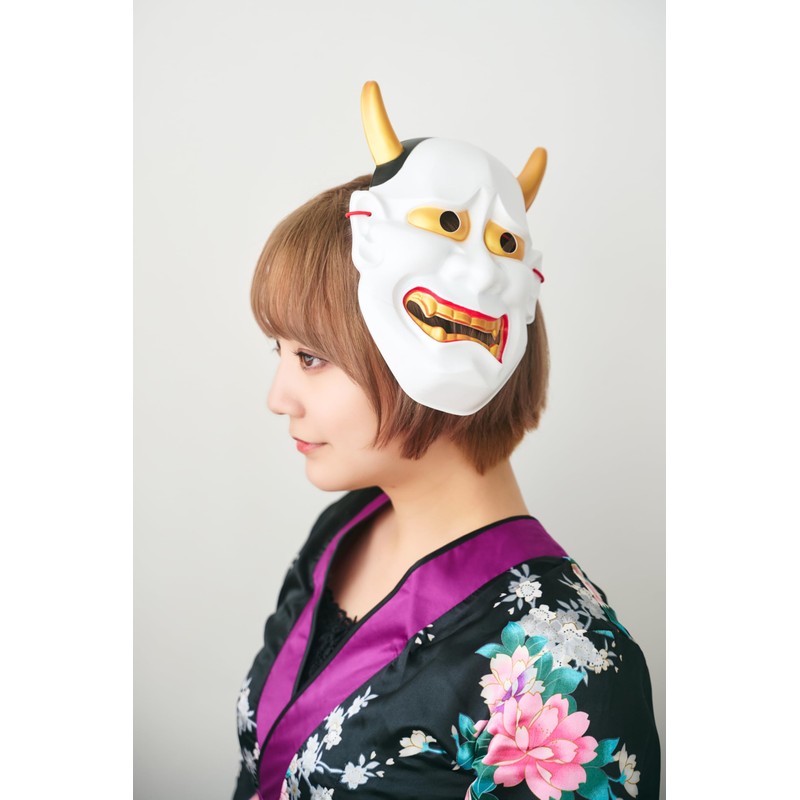 Clear Stone Japanese Mask, Hannya White, Unisex