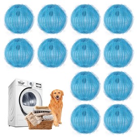 Pet Hair Remover for Laundry - 12Pcs Reusable Pet Hair Catcher Balls for Washer and Dryer, Laundry Lint Remover Balls for Dog & Cat Hair, Clothes, Bedding, Towels & Blankets