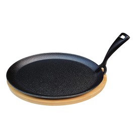 HAWOK Cast Iron Fajita Skillet Japanese Steak Plate with Handle and Bamboo Tray…