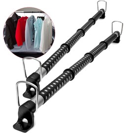 VaygWay Expandable Car Clothes Hanger Bar- Heavy Duty Hanger Metal Storage Suit Rod-Car Hanging Closet Organizer Rack Expandable to 62" -2 Pk Black Rog