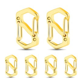 6Pack Tiny Carabiner Necklace Clips, Stainless Steel Double Opening Bracelet Shorteners Small Pendant Clasp for Mini Keychain Hook, Bracelets Connector, Necklace Jewelry Making (16mm Gold)
