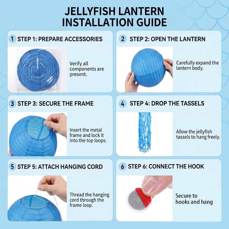 Yuanan Set of 12 Jellyfish Lanterns Bulk, 10 Inch Hanging