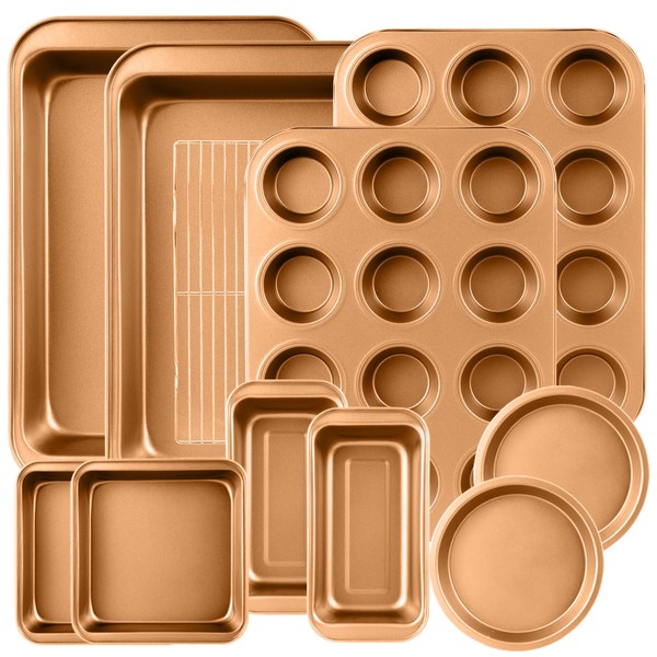 11-Piece Nonstick Baking Pans Set - Professional Grade Carbon Steel