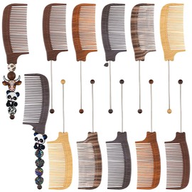 Framendino, 10 Pack Beadable Combs DIY Plastic Hair Rat Tail With Blank Bar for Stylist Colors