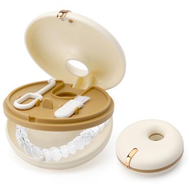 ZMDMAH Braces Box Denture Box Dental Splint Box Dentures Box Portable Double Layer with 1 Aligner Removal Aid and 1 Denture Brush Suitable for People with Braces