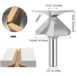 Broca para Enrutador de Carpintería, 1/2 Vástago, Doblado de Arcos, Brocas para Enrutador de Cuchillo Integradas, Broca para Enrutador de Lengüeta y Ranura para Fresa de