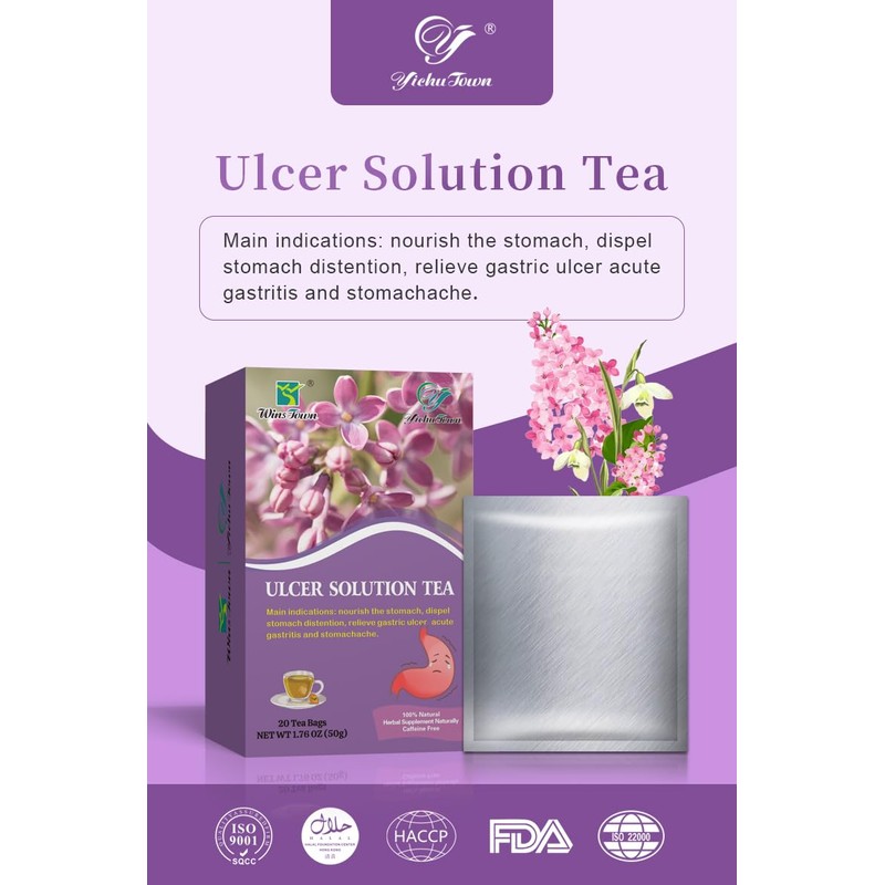 Ulcer Solution Tea Caffeine Free Herbal Tea Regulate Gastritis, Stomachache,