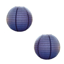 Pack of 2 Coloured Wire Paper Lantern Shade Pendants (12inch 30cm Dia) (Navy Blue) (Navy Blue)