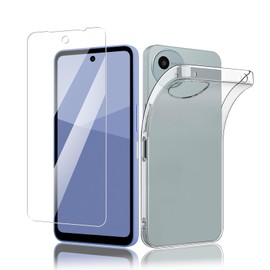Compatible Aquos wish 5 Case, Aquos wish 5 SH-52E Glass Film [1 Glass Film + 1 Case] Protective Film Adopts Nippon Asahi Glass Material, High Transmittance, Zero Bubbles, Anti-Fingerprint