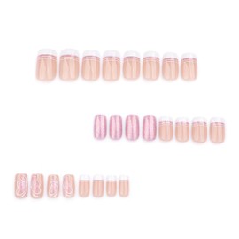 EYZOTSF Press on Nails Short Square Shaped Acrylic Extra Short Length Square False Nails with Designs Artificial Fake Nail with Charms Glue Stick ons Fingernails for Women Girls(JP3767)