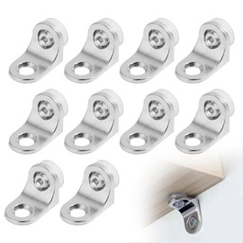 10Pcs Heavy Duty Shelves Corner Brace, Stainless Steel Right Corner Bracket 90 Degree L Shape Angle Brackets Metal Closet Shelf Supports Fastener Joints Support Bracket with Hole for Bookcase Cabinets