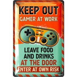 LANOLU Retro Tin Sign Gaming Sign, Gamer Decoration, Gamer Room Decoration, Gamer Gift, Decorative Retro Zocki 20 x 30 cm