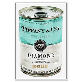 The Oliver Gal Artist Co. Fashion and Glam Framed Wall Art Canvas Prints 'Priceless Soup Can Home DÃ©cor, 16" x 24"