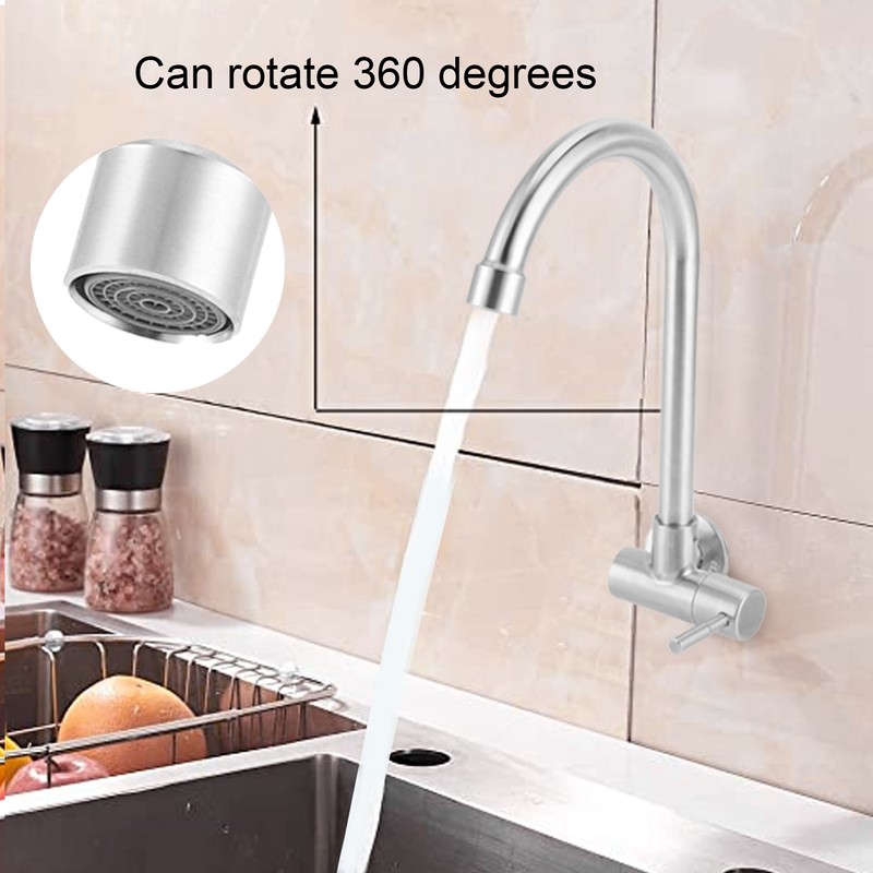 G1/2 Sink Faucet Wall-in 360 Degree Rotating Water Tap Single