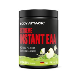 Body Attack EXTREME INSTANT EAA PULVER - Green Apple, 500 g - Made in Germany - 8 essentielle EAA Aminosäuren für eine Protein reiche Ernährung & Muskelaufbau Training