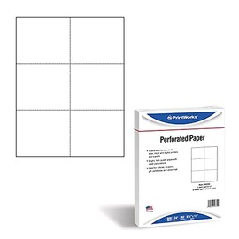 PrintWorks Professional Perforated Paper for Tickets, Coupons, Certificates and More, 8.5 x 11, 24 lb, 3 Perfs - 3 2/3" and 7 1/3" From Bottom & 4 1/4" From Left, 500 Sheets, White (04334)