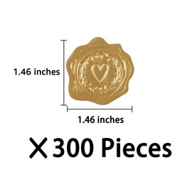 300 Pieces Embossed Gold Foil Stickers Gold Stickers with Heart and Garland Pattern for Envelopes, Wedding Invitations, Christmas Greeting Cards Envelopes (Heart-Love)