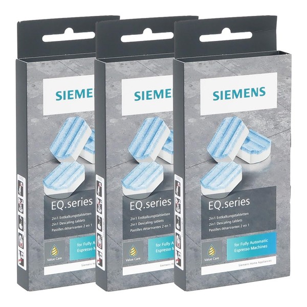 Care Pack Consisting of 3 x Siemens TZ80002 Descaling Tablets, Compatible with All Siemens EQ Fully Automatic Coffee Machines