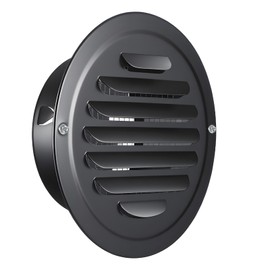 Soffit Vents Cover 4" Air Vent Round Vent Cover Exhaust Vents Louvered Grille Covers Flat Ducting Air Wall Inlet with Built-in Fine Mesh for HVAC Office and Warehouse Ventilation (Black)