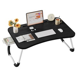 Lap Desk Bed Trays for Eating and Laptops Breakfast in Bed Tray for Sofa/Couch/Study/Reading/Writing with Cup Holder/Drawer On Low Sitting Floor Large Portable Foldable (Black)