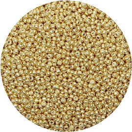 Glass Beads 4 mm 2000 Pieces Pony Beads for Bracelets, 6/0 Small Golden Beads for Making Jewellery Earrings Bracelets Necklace