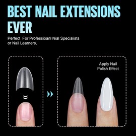TOMICCA Short Almond Nail Tips, 240pcs Full Matte Press on Half Cover Acrylic Nails, 12 Sizes No C Curve Fake Nail Tips for Nail Extension Art Home DIY Nail Salon