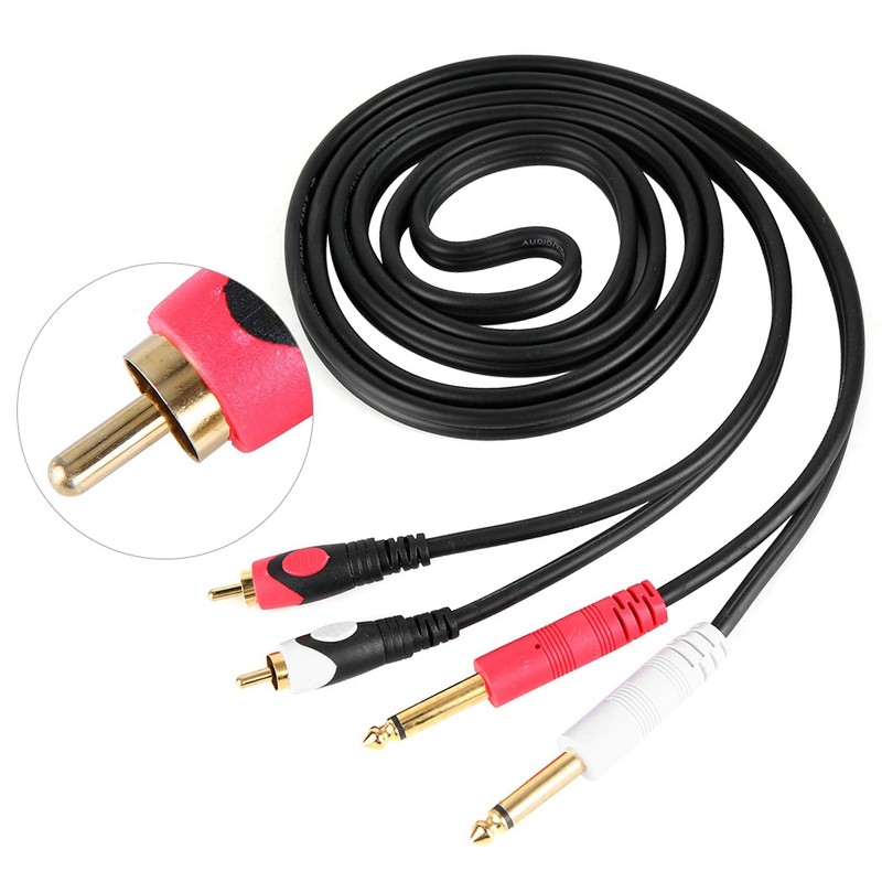 For 2RCA to Double 6.35 Interface Audio Guitar Line Dual